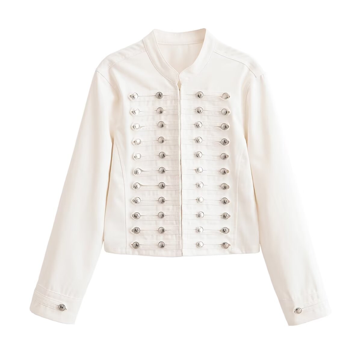 Women's buckle decoration short denim Coat