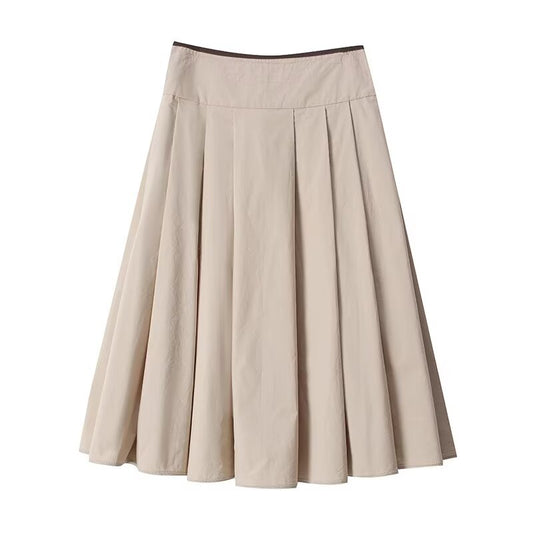 Women's Casual Cotton High-Waisted pleated Skirt