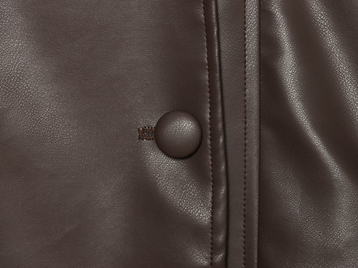 Women's back pleated leather effect jacket Coat