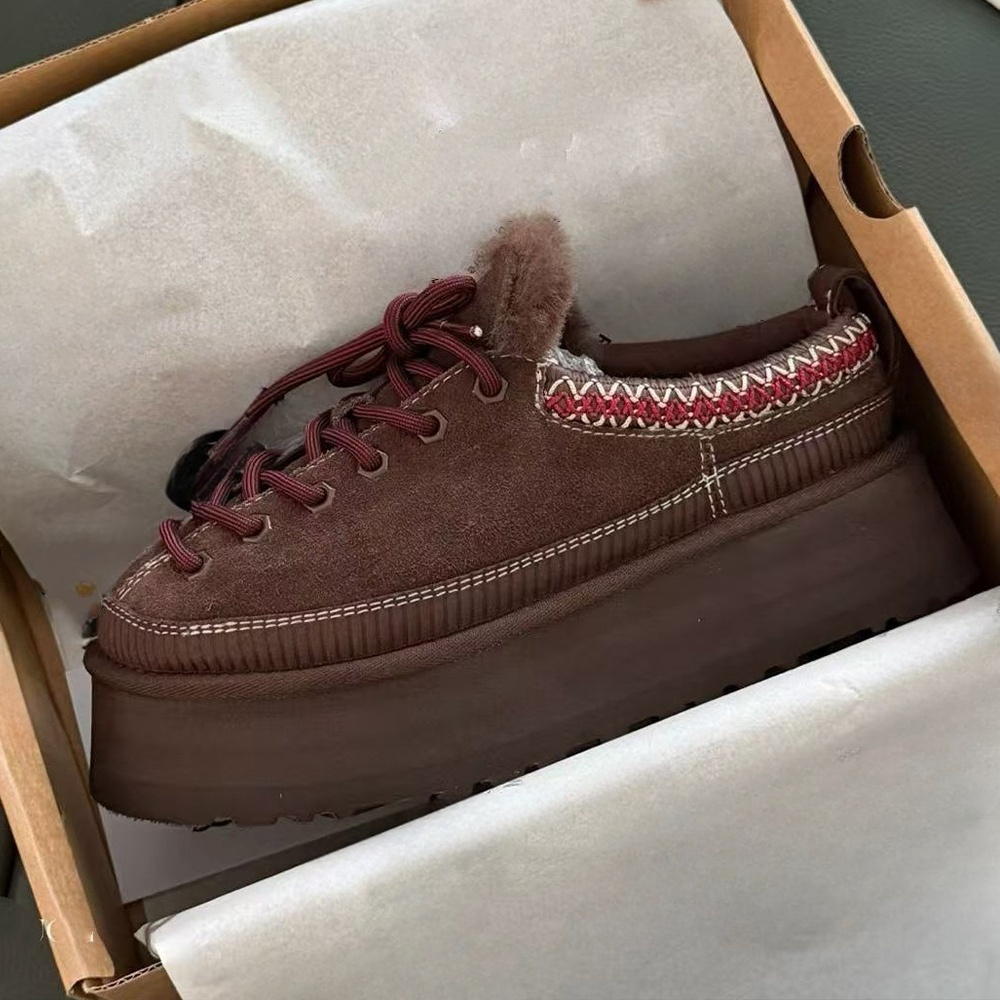 Women's new lace-up thick-soled one-pedal snow boots