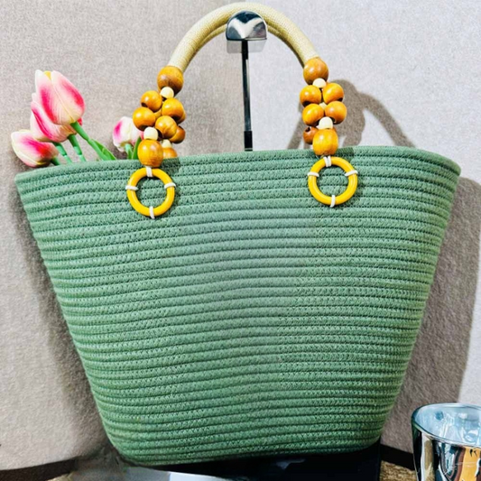 Women's new woven new large-capacity holiday beach bag with zipper
