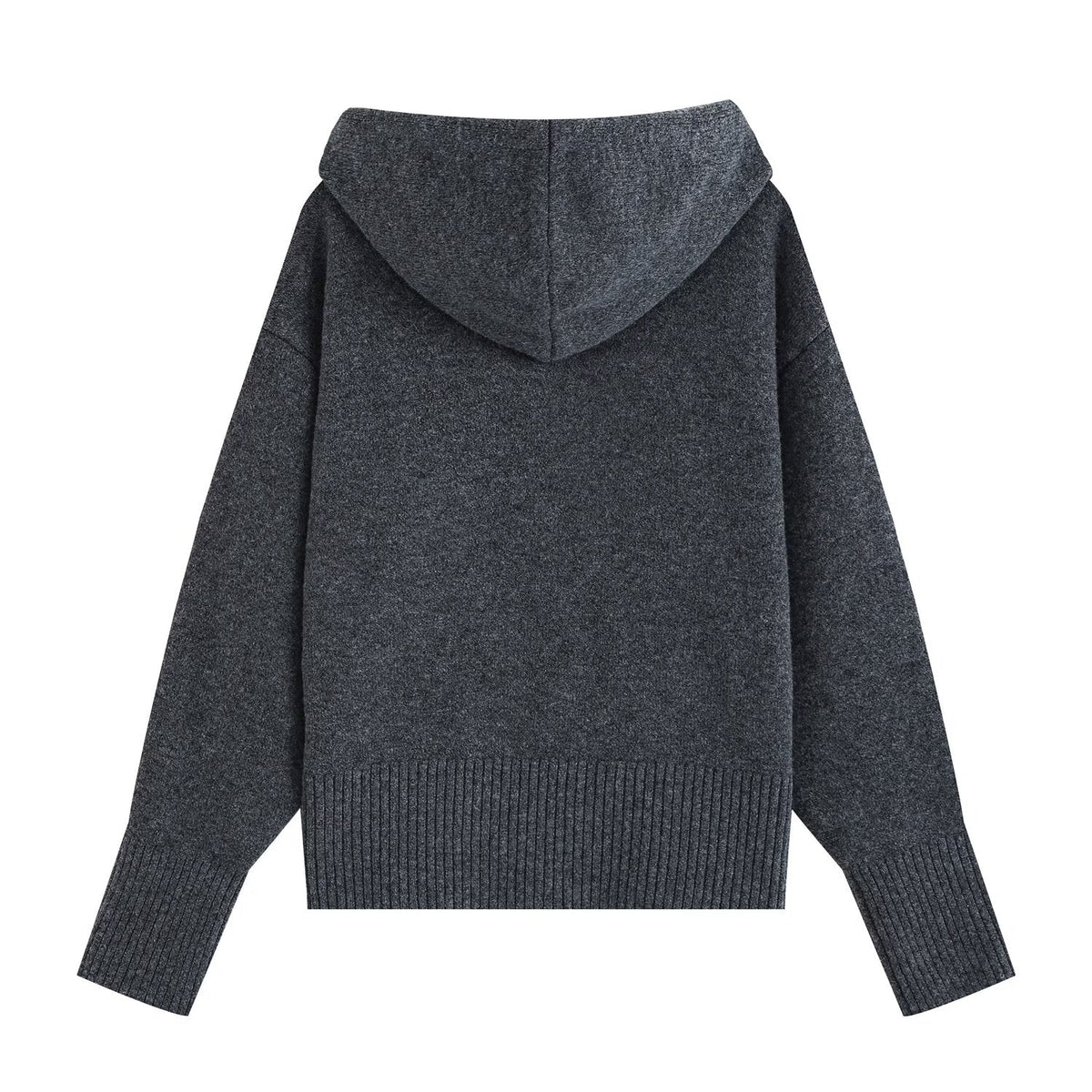 Women's soft-textured hooded knit sweatshirt