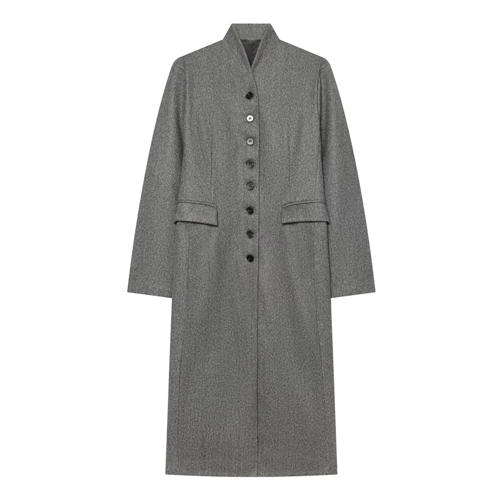 Women's long style stand collar wool blend coat