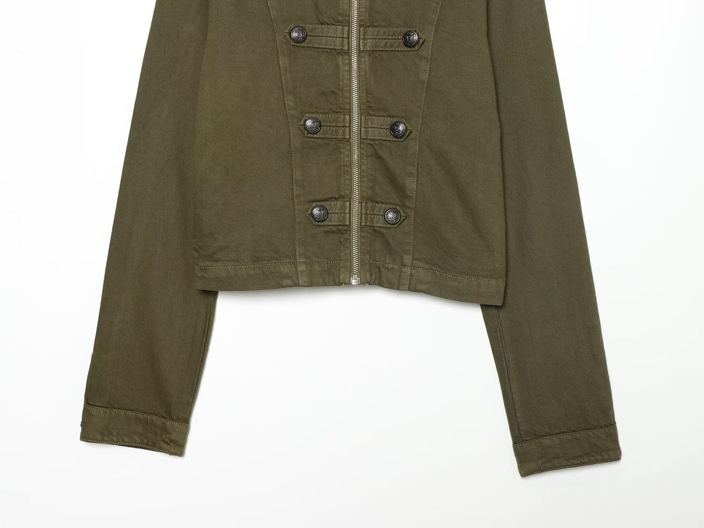 Women's standing collar short straight denim jacket