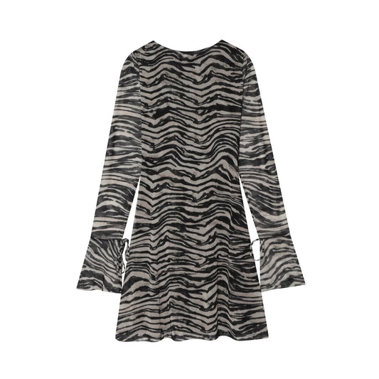 Women's animal striped printed tulle mini dress
