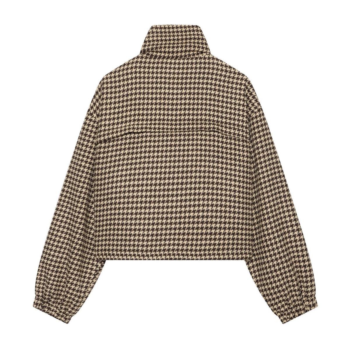 Women's with drawstring retro checkered short Coat