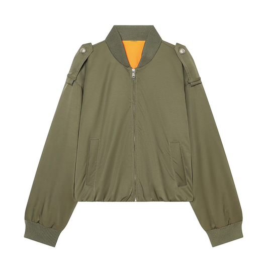 Women's trip strap decoration pilot jacket Coat