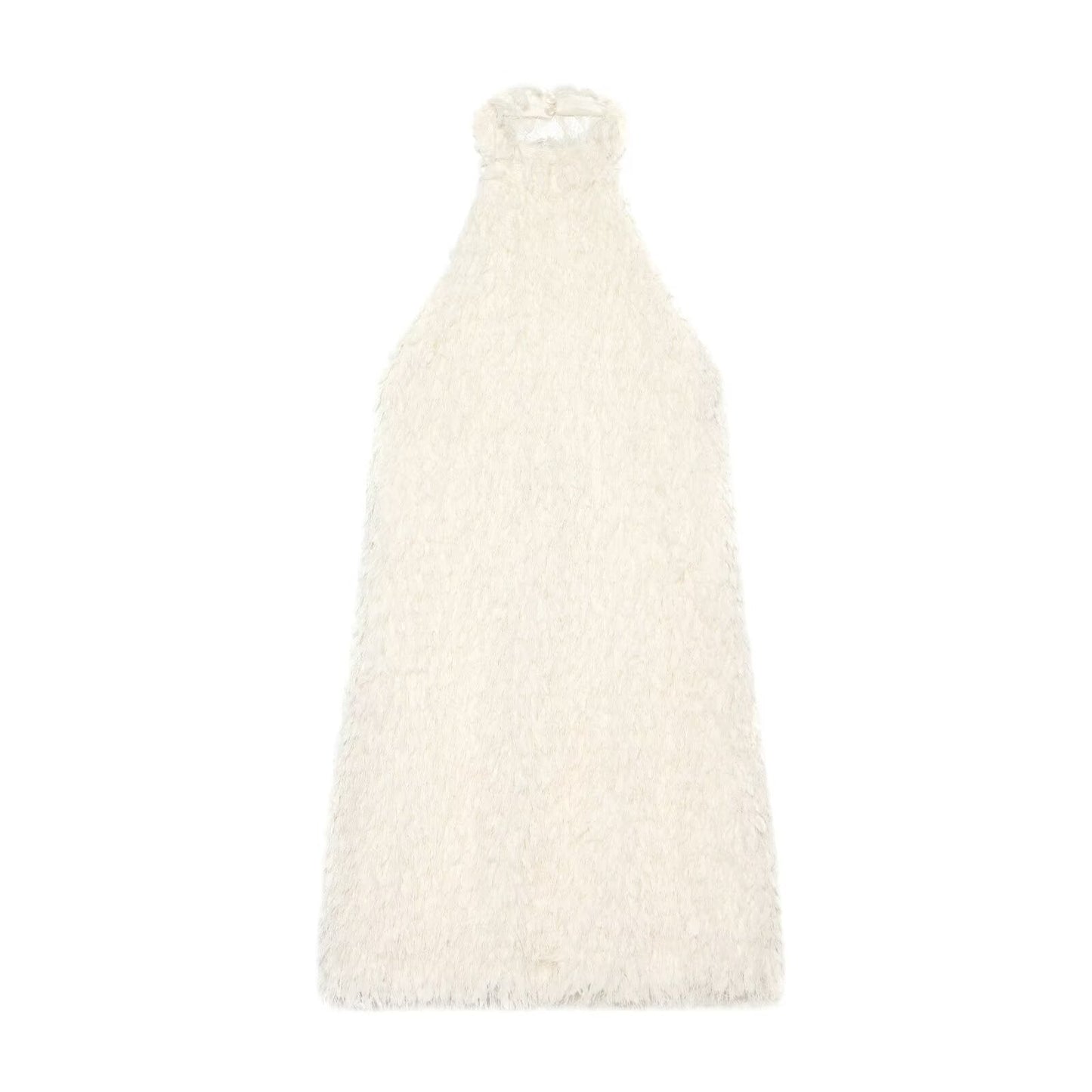 Women's tassel decorated knitted mini dress