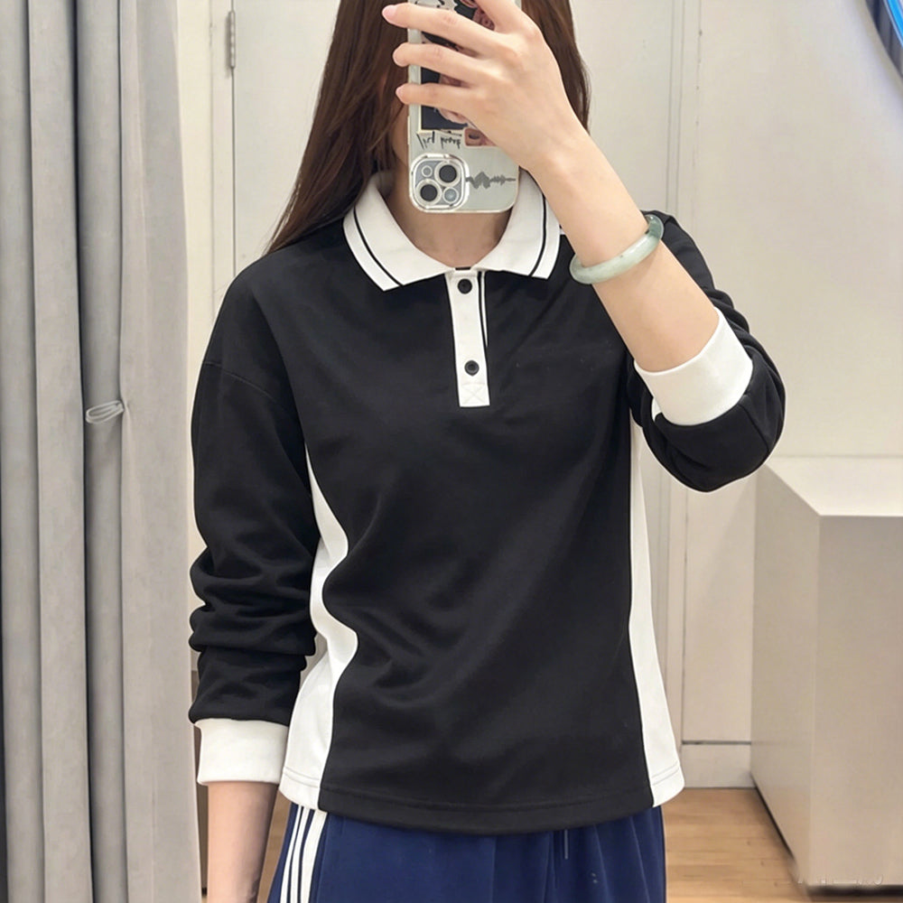 New leisure lapel button long sleeve T-shirt sweater