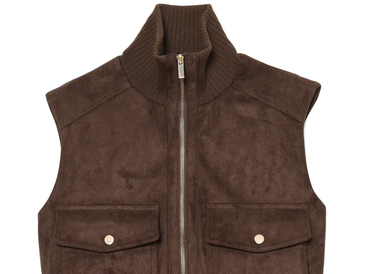 Women's sleeveless suede texture effect vest