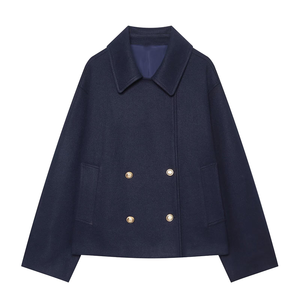 Women's casual double breasted lapel coat