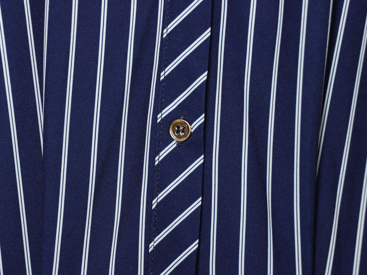 Women's with belt striped shirt style dress