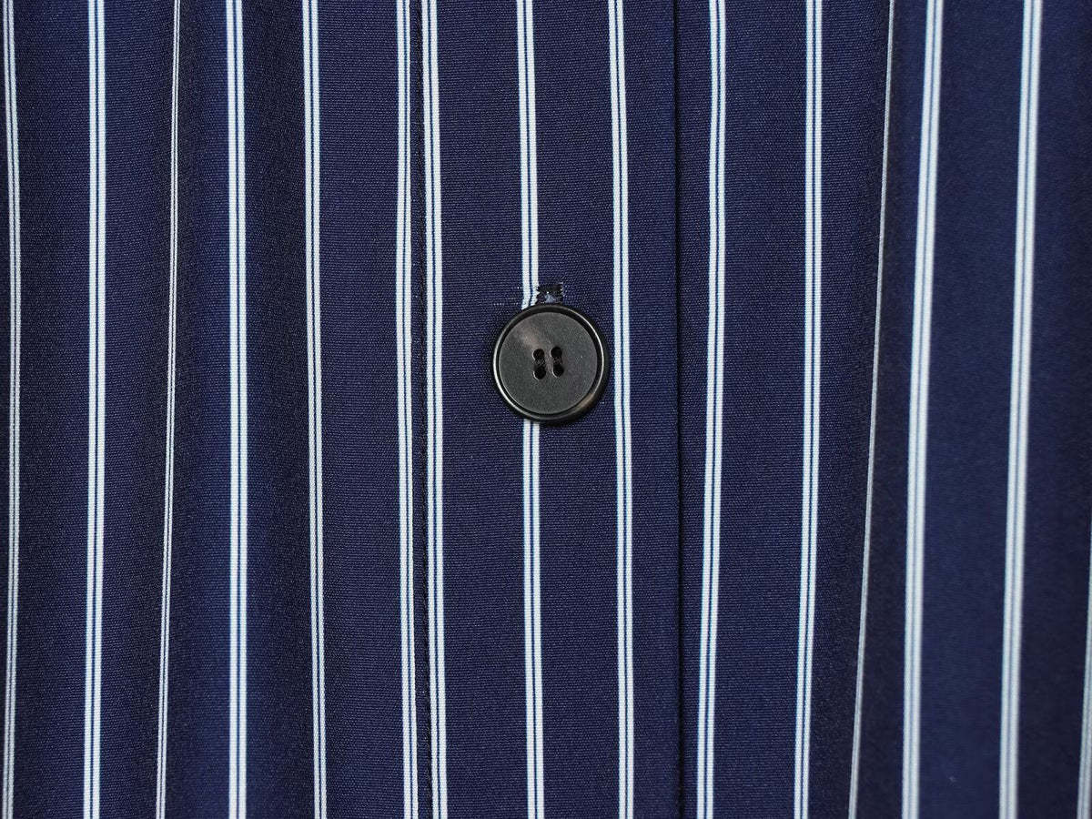 Women's with drawstring striped stand collar shirt