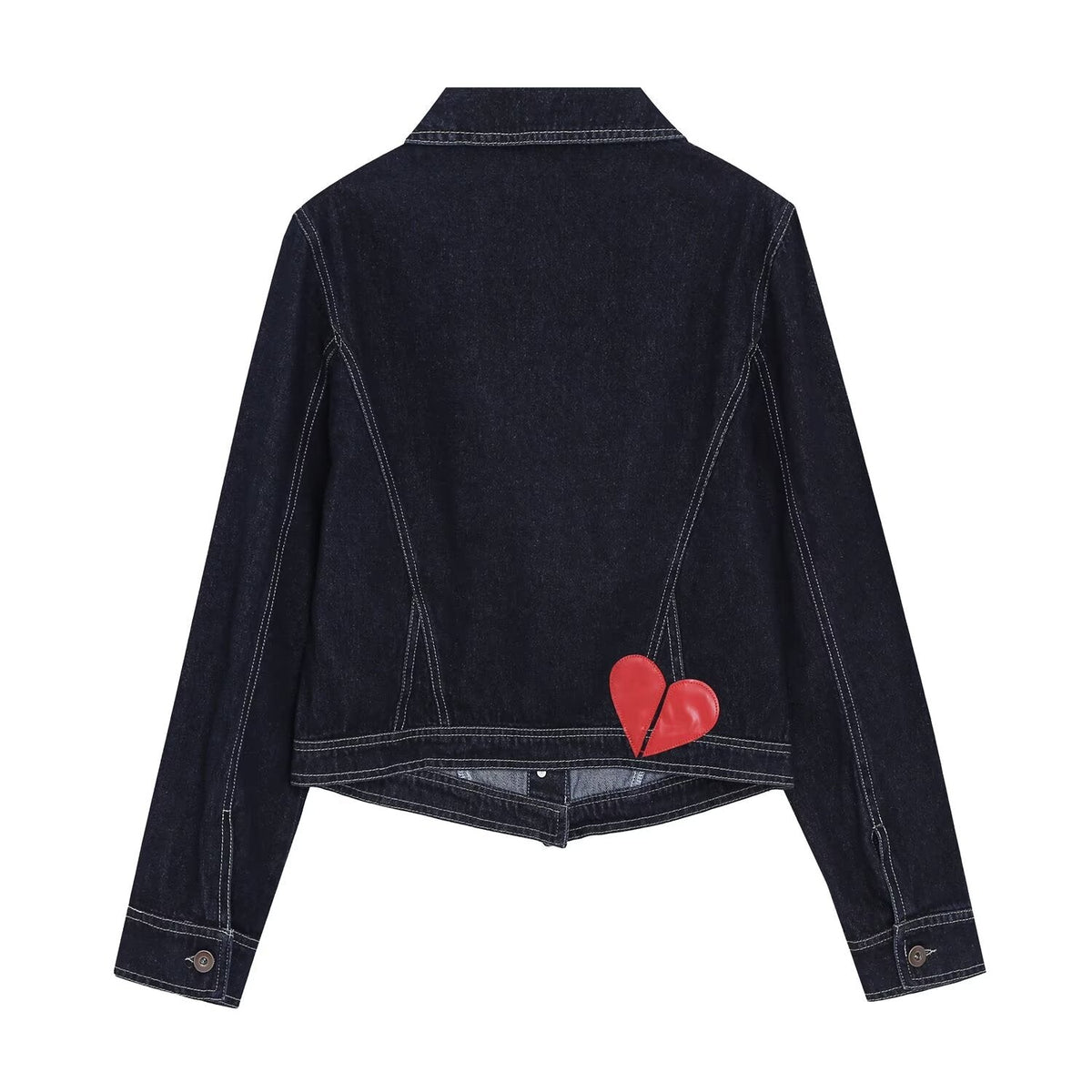 suit Women's 2 pieces embroidered heart-shaped decorative denim jacket+jeans
