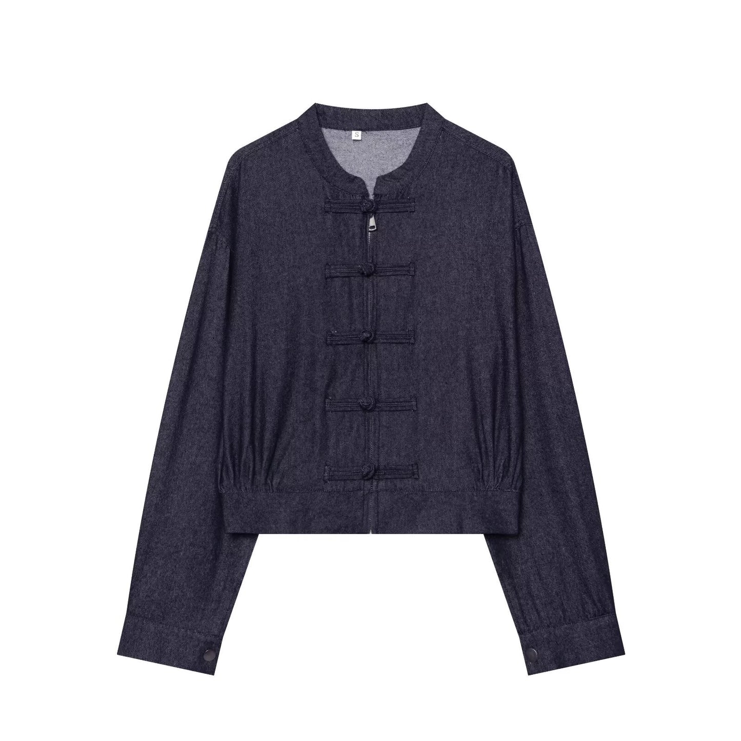 Women's rope knot decorative denim jacket