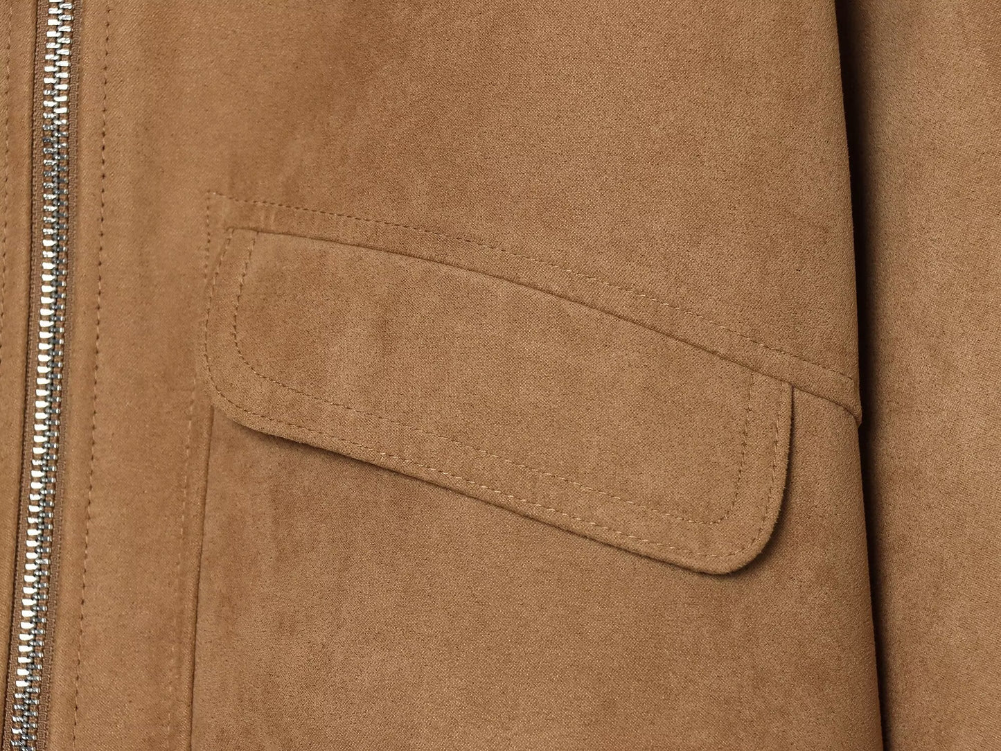 Women's suede texture short lapel pilot jacket