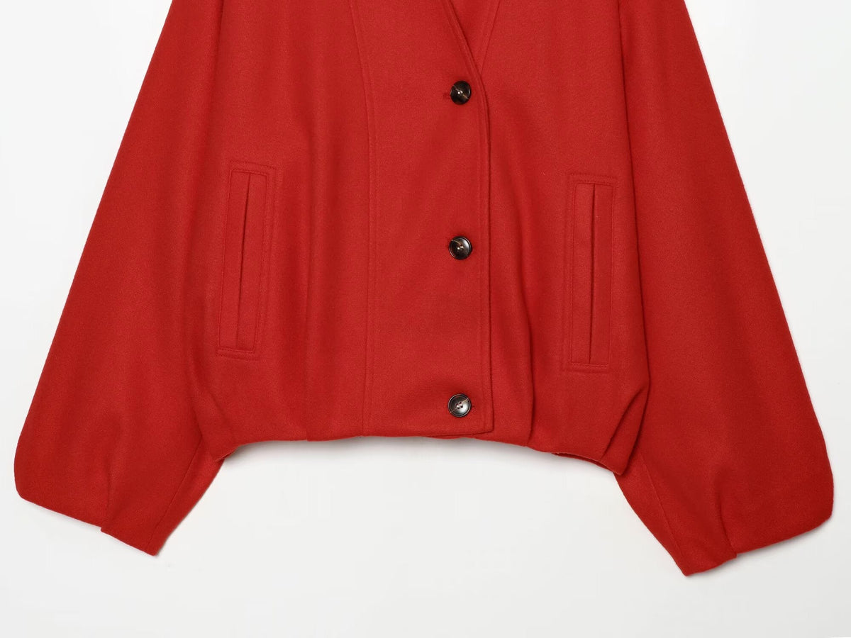 Women's standing collar single breasted jacket Coat