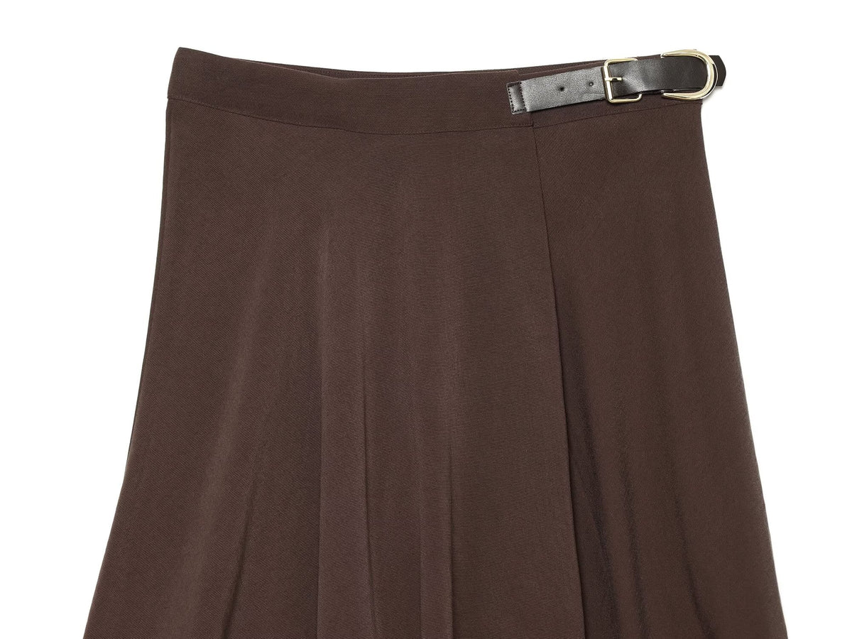 Women's belt decoration casual draped MIDI skirt
