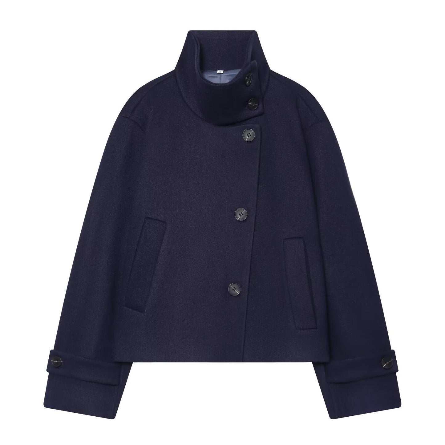 Women's standing collar short single breasted coat