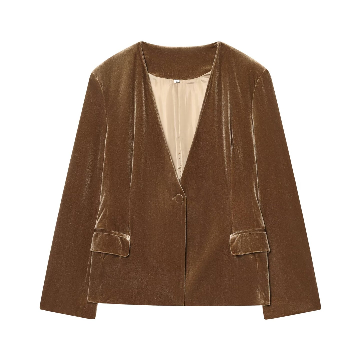 suit Women's 2 pieces velvet V-neck Blazer Coat+Pants