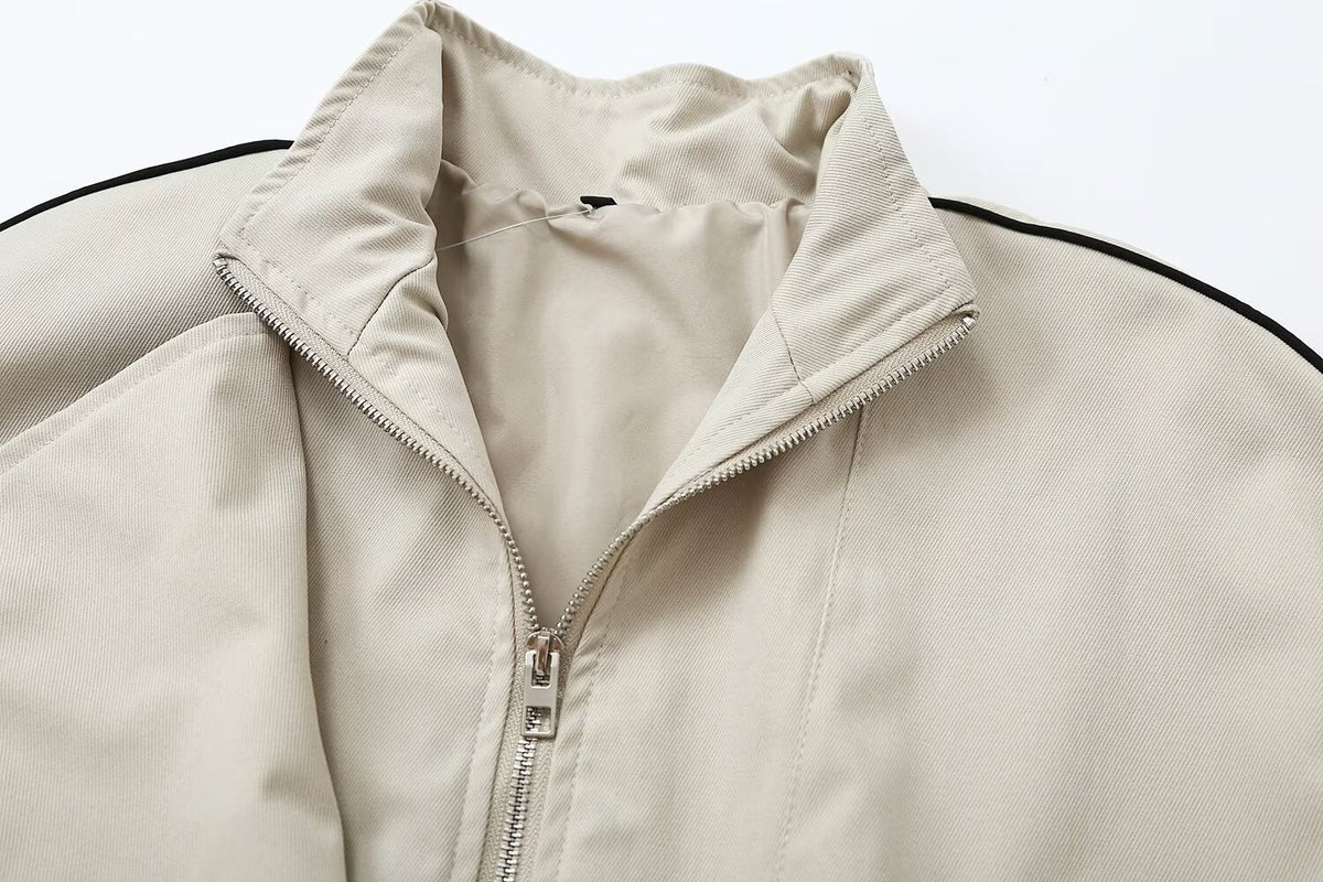 suit Women's 2 pieces standing collar zipper pilot jacket Coat+Pants