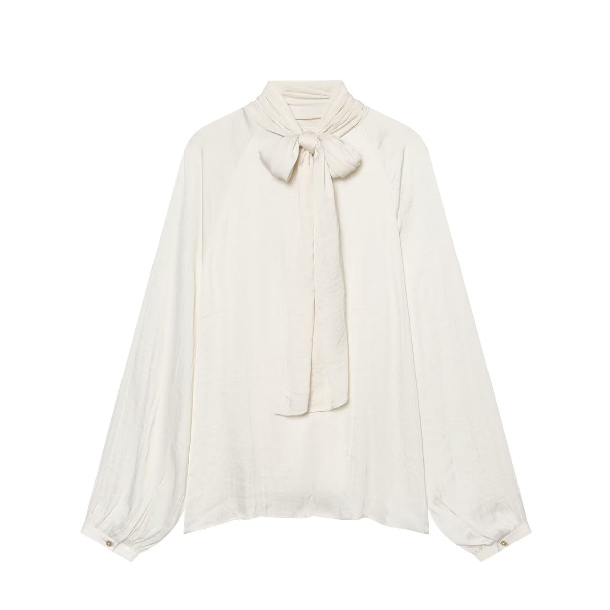 Women's bow decoration casual draped shirt
