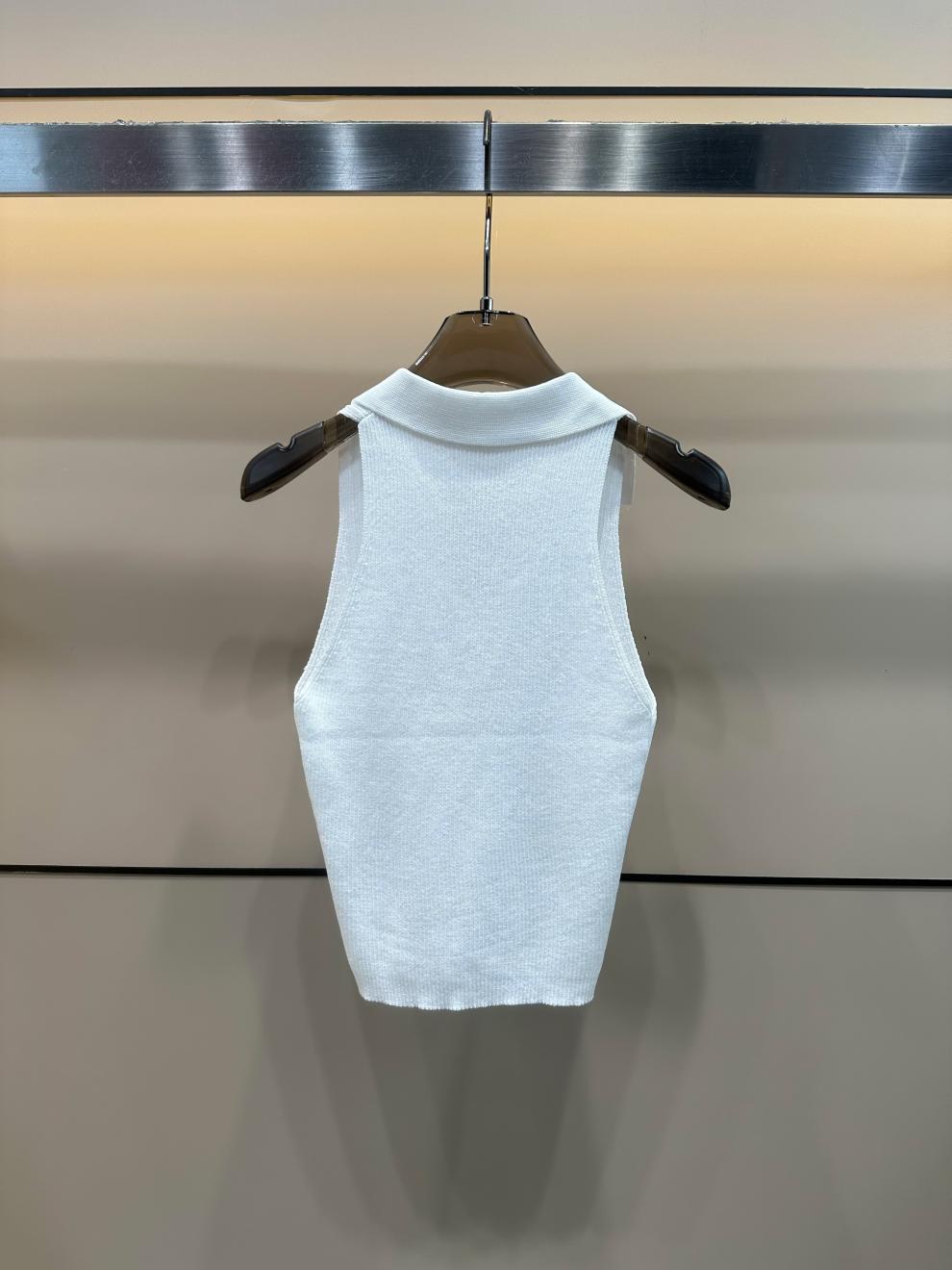 Women's new Joker Lapel Embroidered Knitted Sleeveless Pullover Vest