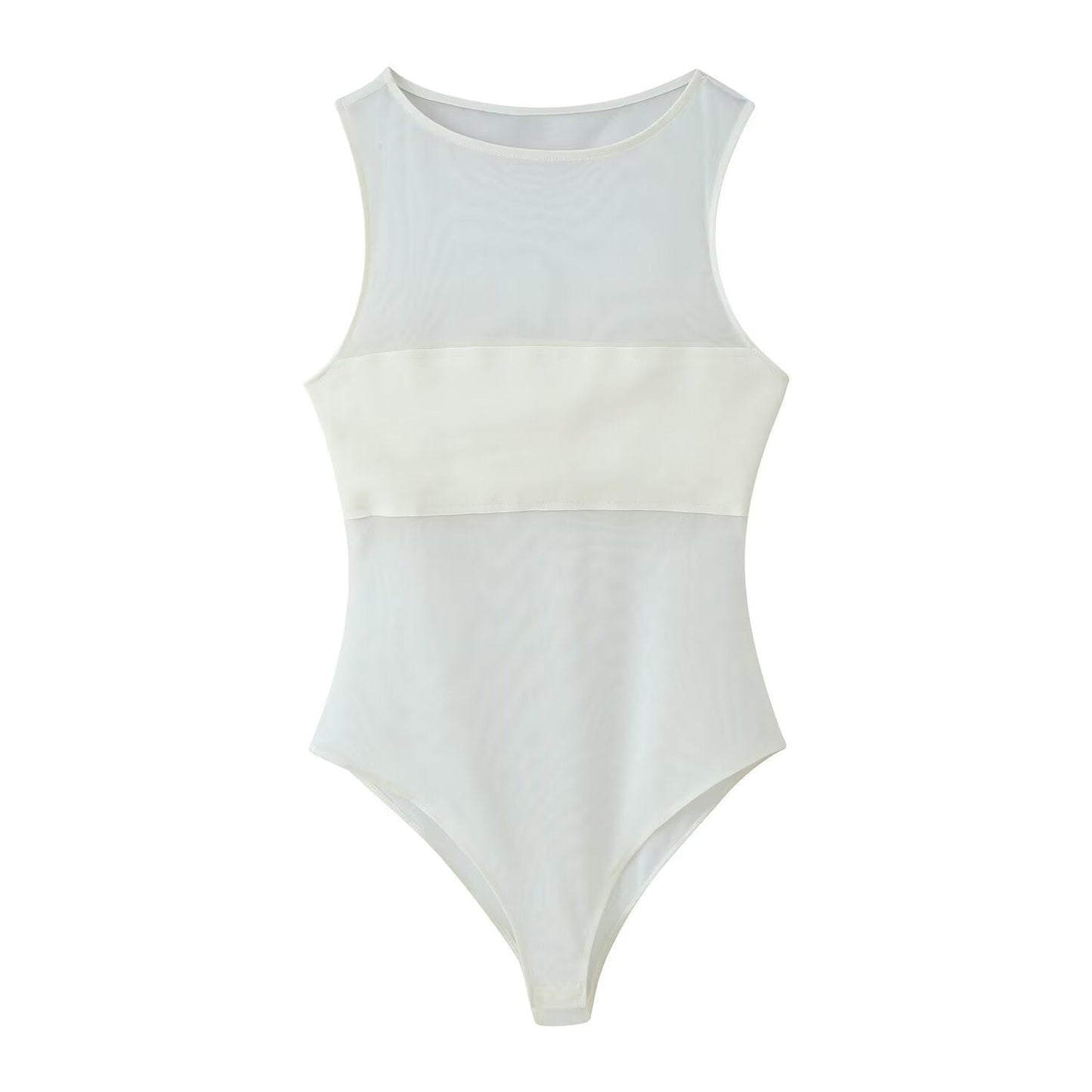 Women's sexy patchwork tulle bodysuit