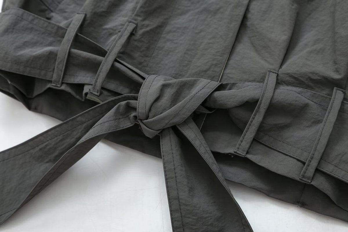 Women's with belt casual short lace up Coat