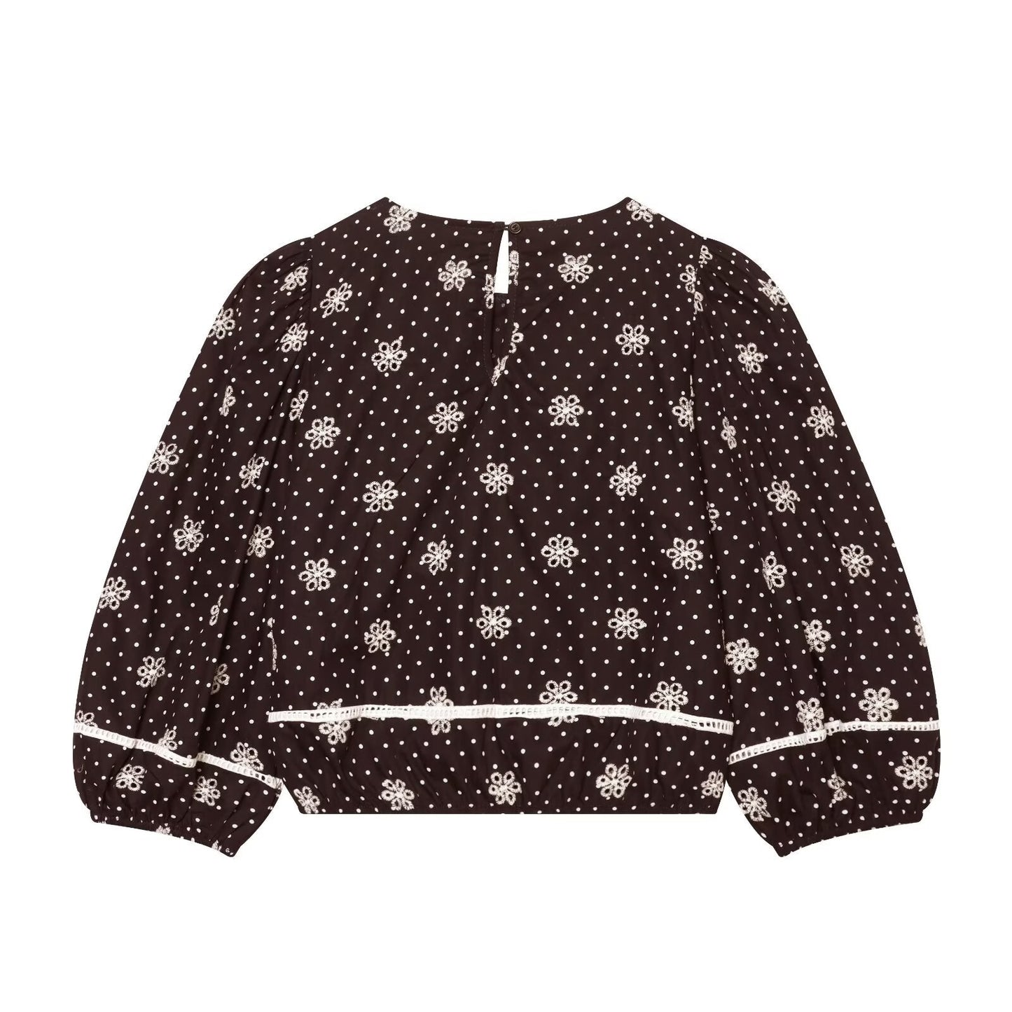 Women's hollowed out embroidered polka dot shirt