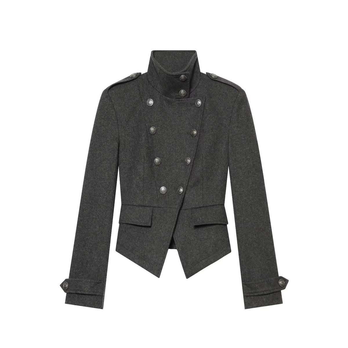 Women's slim double breasted high stand collar Coat