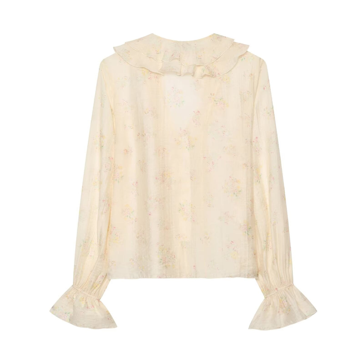 Women's printed V-neck ruffle top