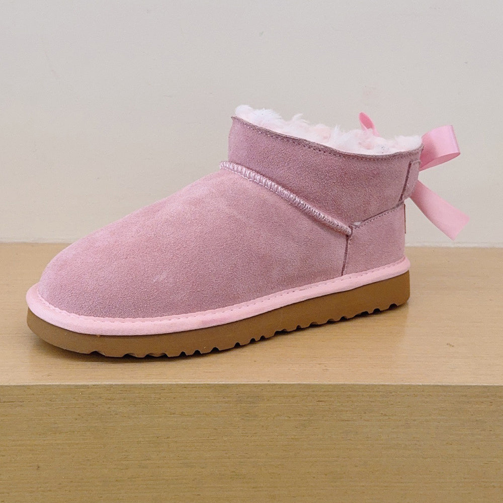 Women's new Joker Ribbon Bow Design Short Snow Boots