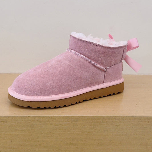 Women's new Joker Ribbon Bow Design Short Snow Boots