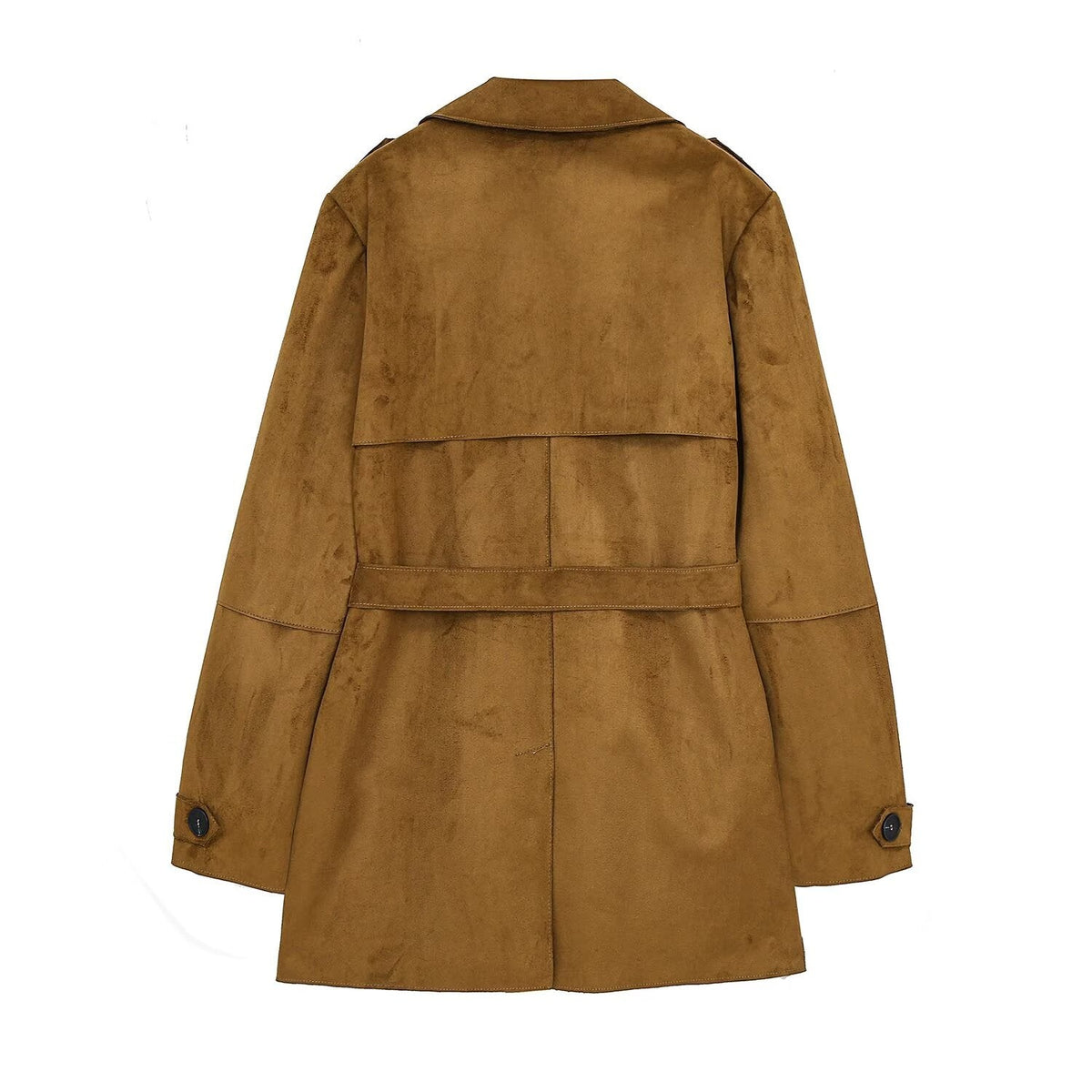 Women's with belt loose suede effect windbreaker Coat