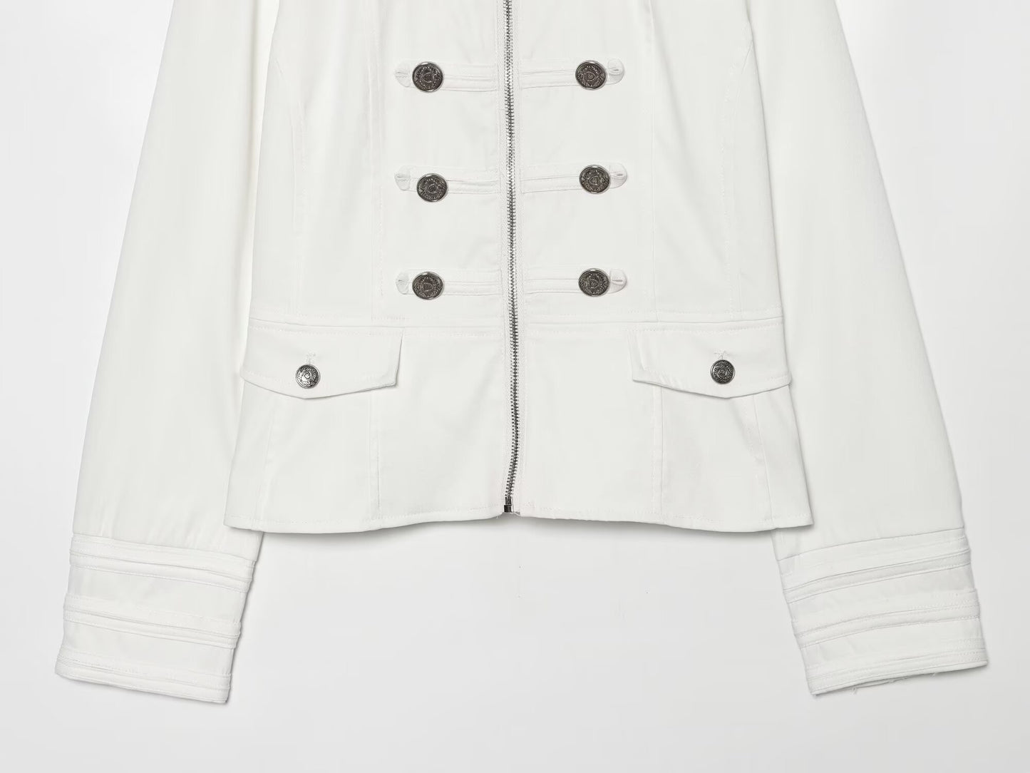 Women's standing collar breasted decorative Blazer Coat