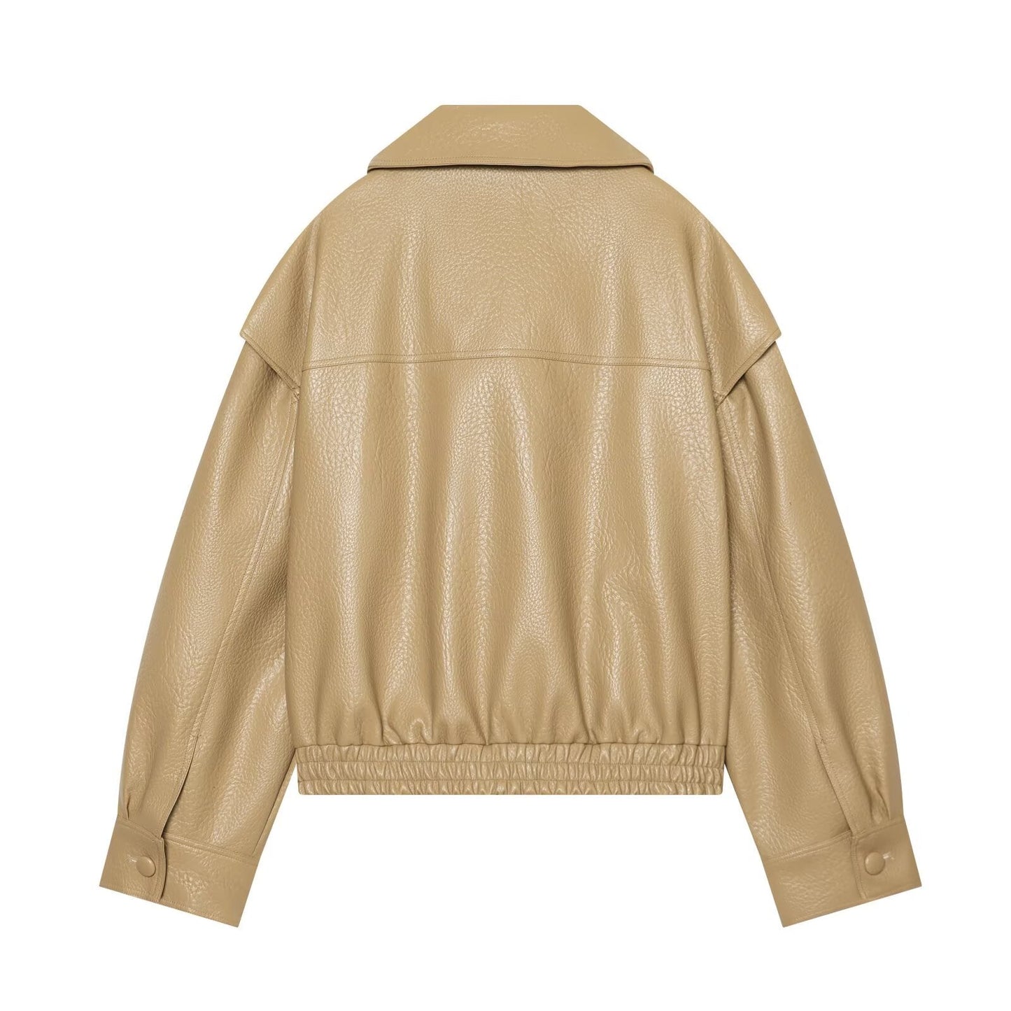 Women's leather effect loose pilot jacket Coat