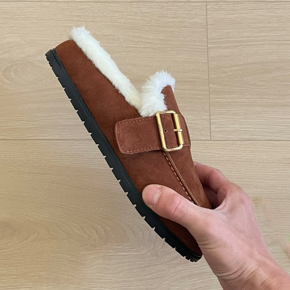 Women's new frosted autumn and winter plush slippers have a shoe box