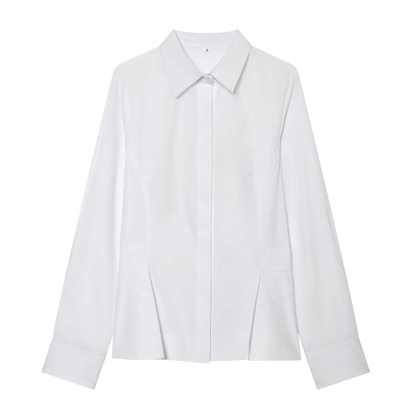 Women's short skirt style hemline poplin shirt