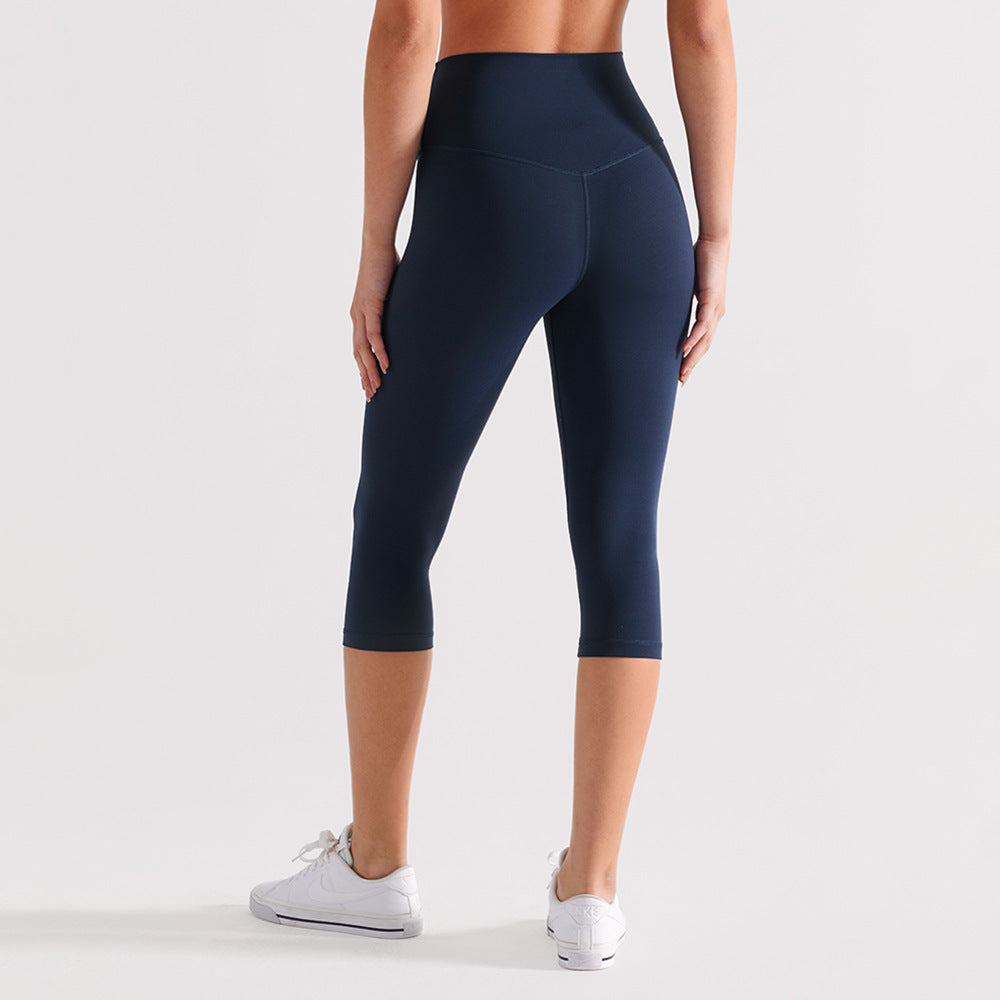 2026 women's new nude sanding yoga pants tight cropped pants