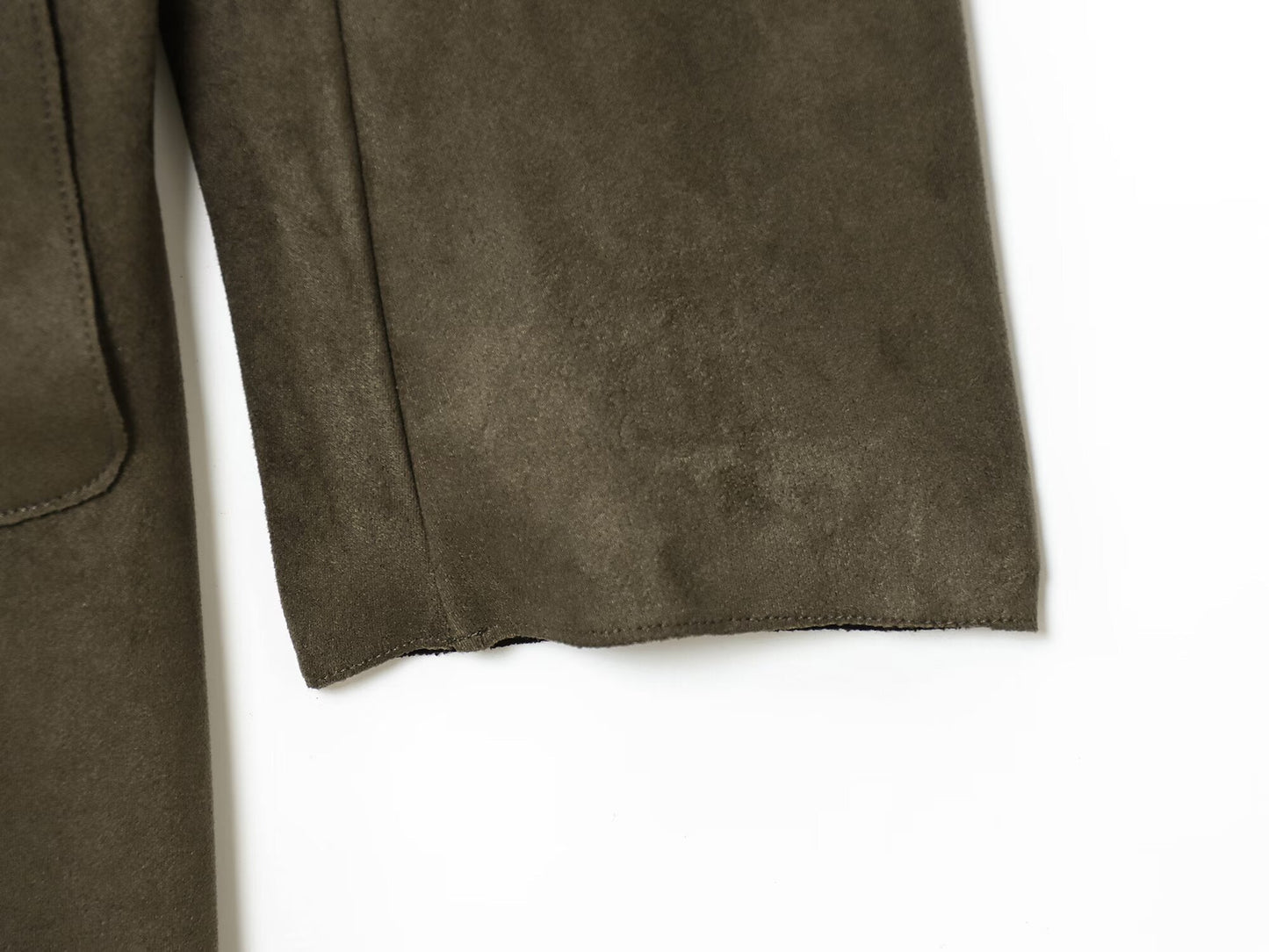 Women's new fashion with Belt long style suede effect windbreaker Coat
