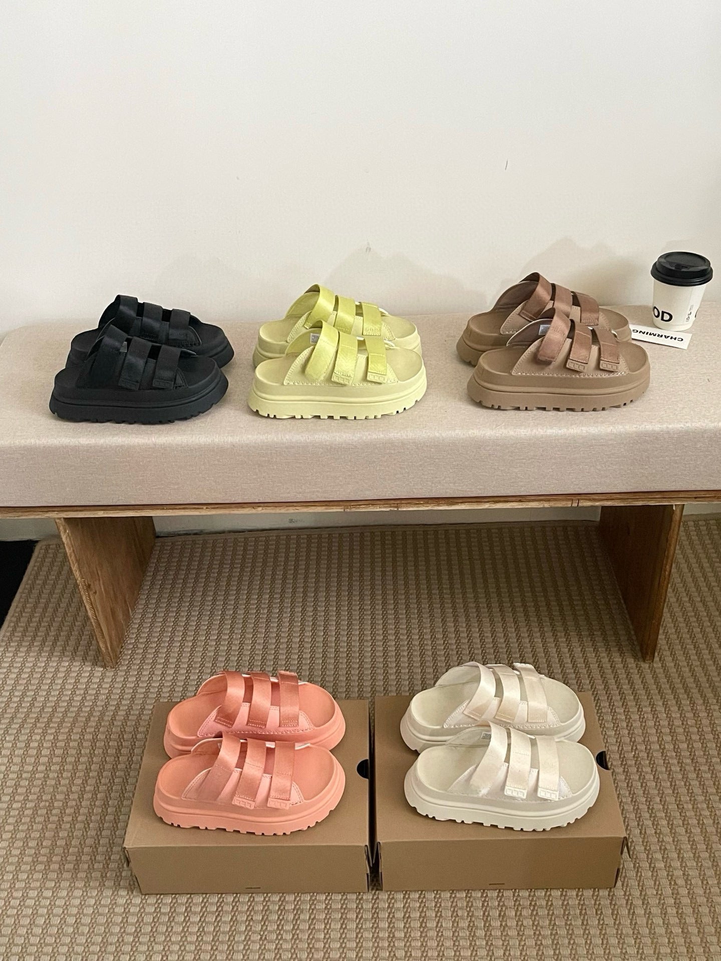 Women's New Fashion Joker Casual Thick-soled Hook and Loop Soft-soled Candy-colored Slippers and Sandals