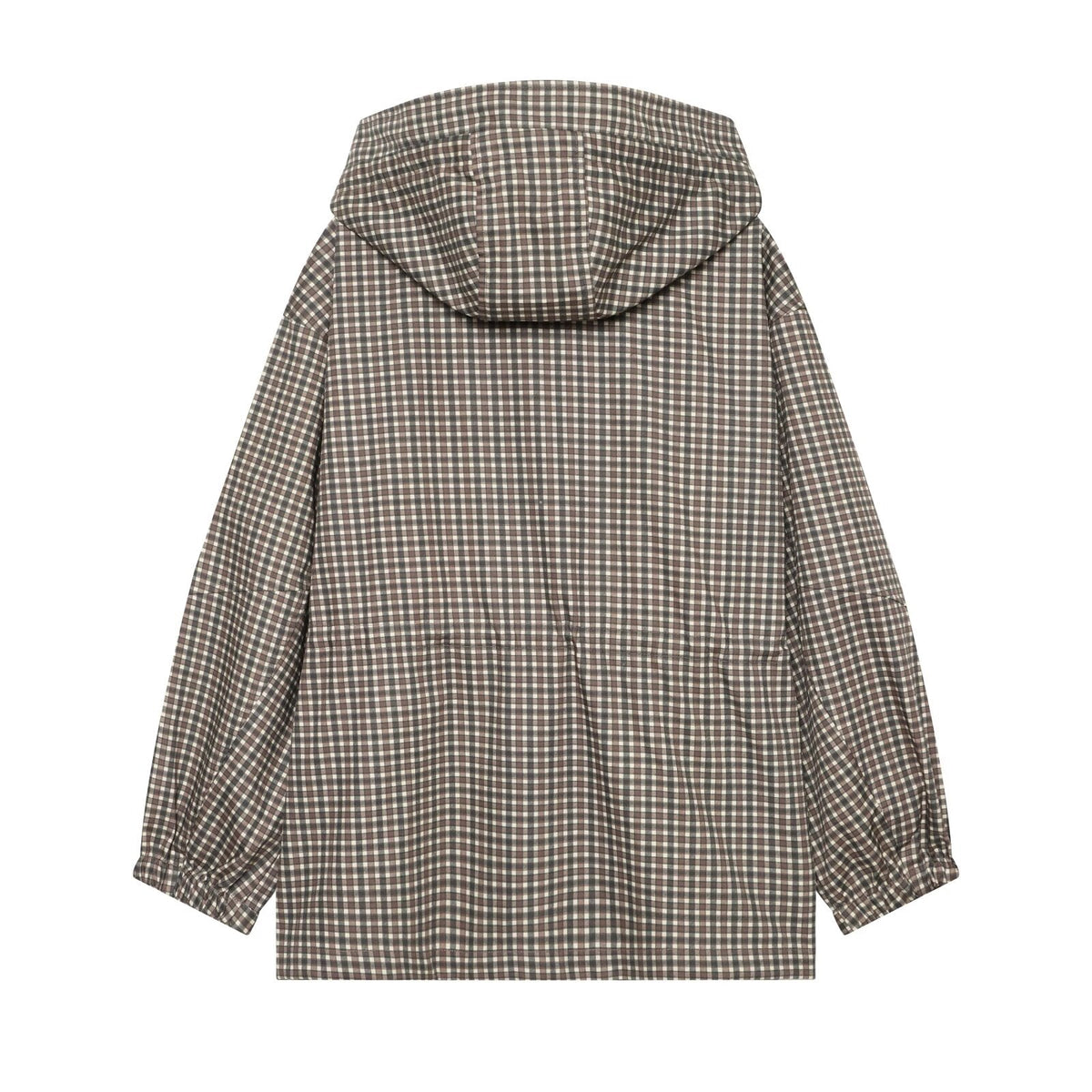 Women's loose plaid hooded jacket Coat