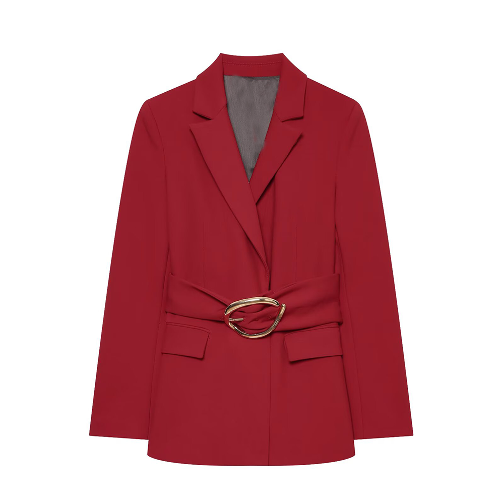 suit Women's 2 pieces buckle belt decoration slim Blazer Coat+pants