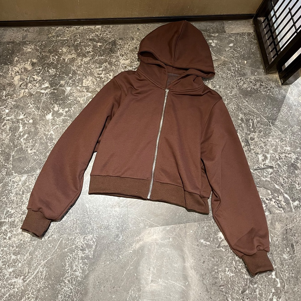 Women's new short hooded cardigan coat