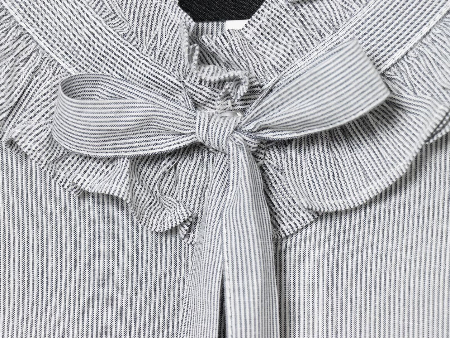 Women's bow decoration long sleeved striped top