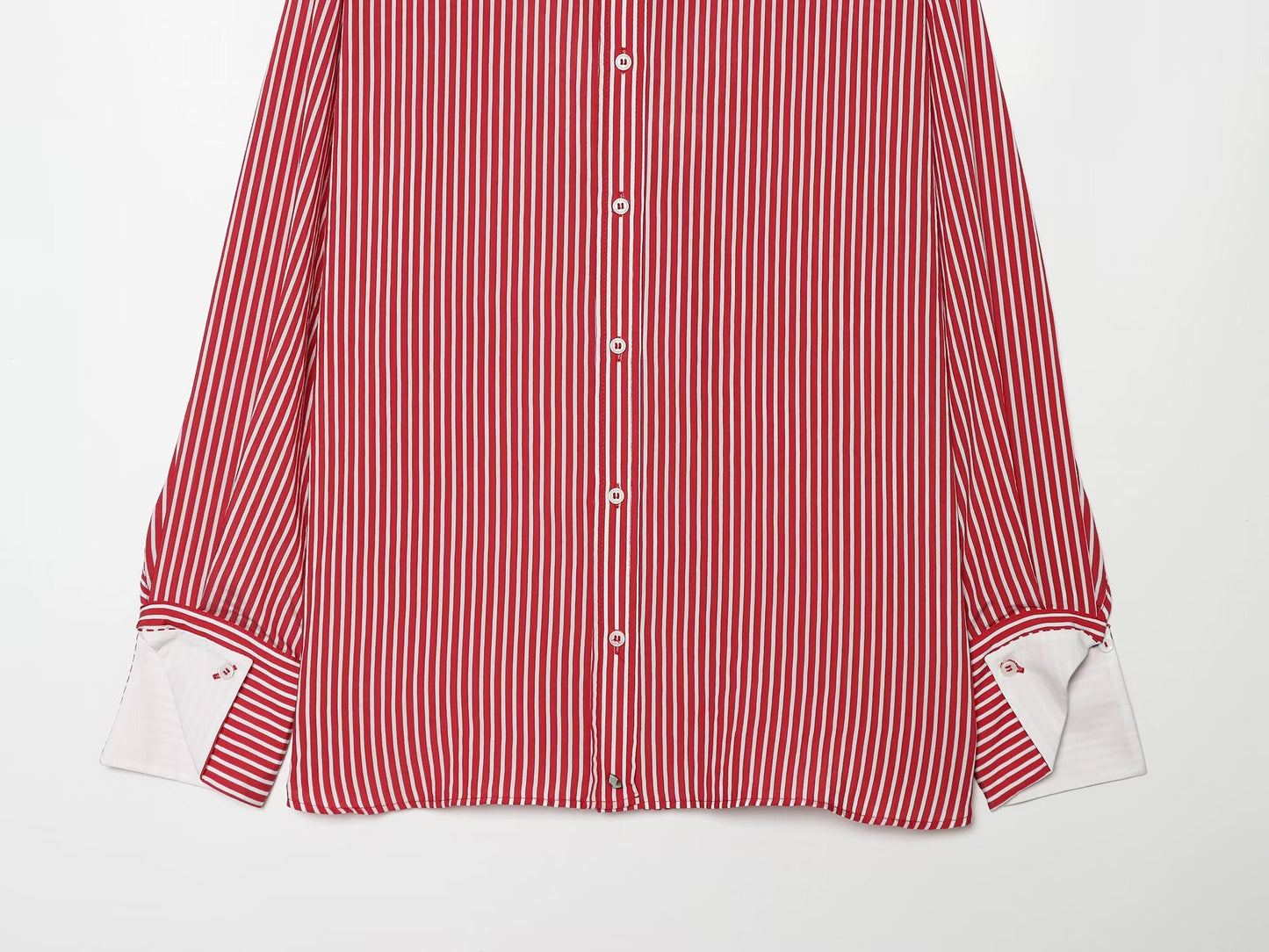 Women's patchwork cuffs loose striped shirt