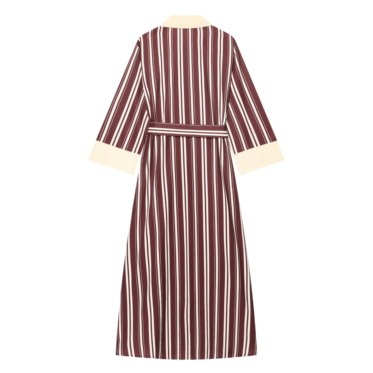 Women's with belt striped shirt style MIDI dress