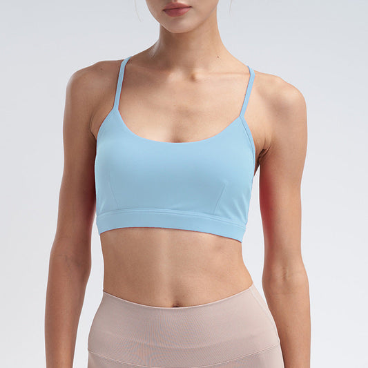 Women's New Casual Adjustable Nude Sports Vest with Chest Pad Sports Bra Yoga Clothes