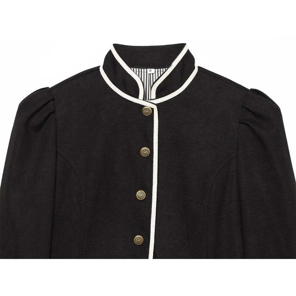 Women's casual contrasting color trimmed Blazer Coat